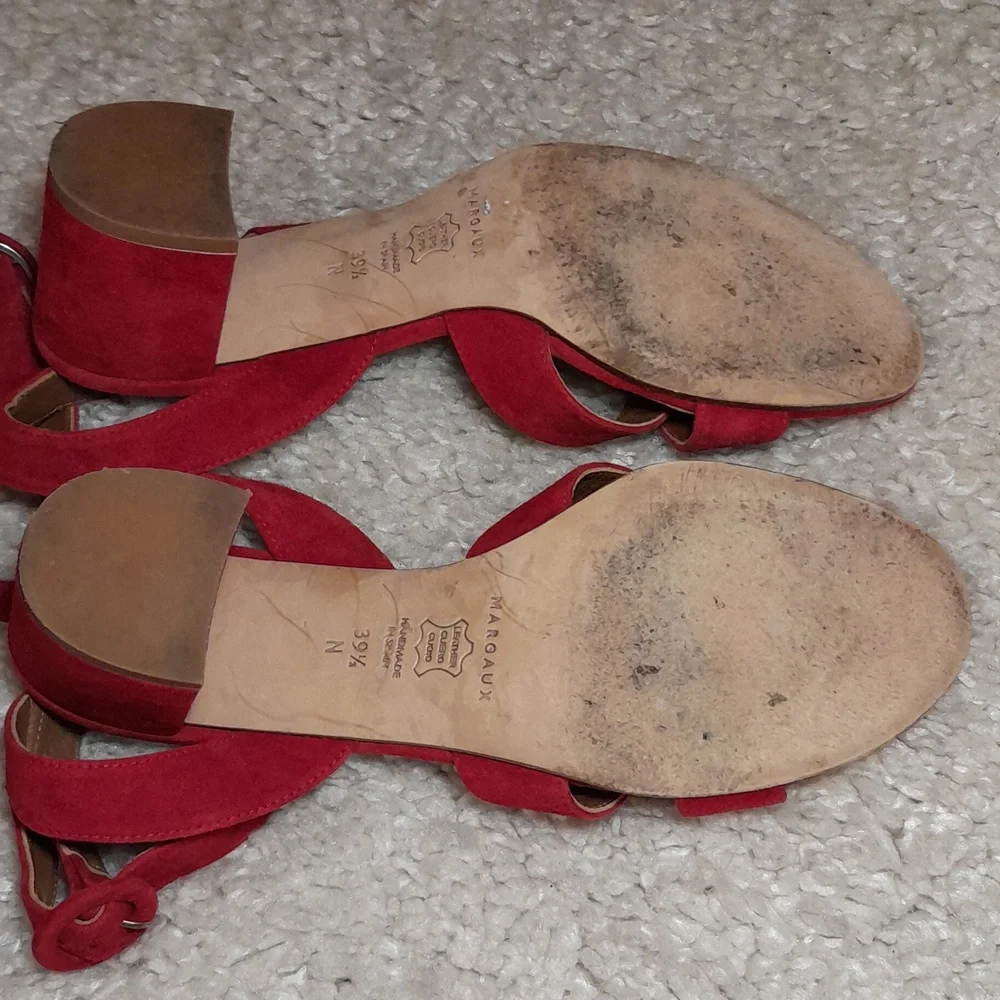 MARGAUX CITY SANDALS IN RED SUEDE size 39.5 - Picture 12 of 16